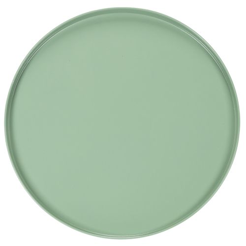 Groene ronde metalen siertafel, 40 cm diameter, met hoge rand. | Floristik24.nl