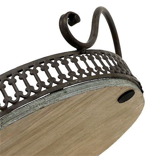 Artikel Dienblad met handgrepen Ø20cm H8,5cm bruin