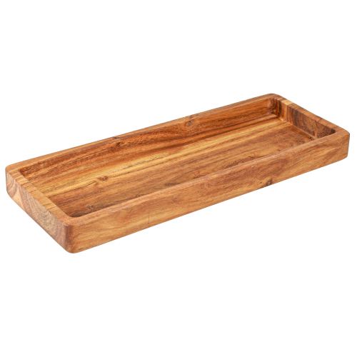Rechthoekig dienblad van geolied acaciahout 40x15x4cm
