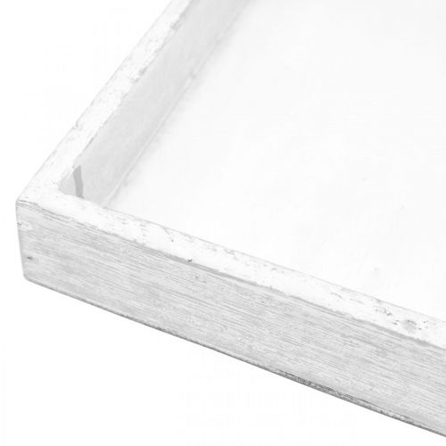 Floristik24 Decoratief dienblad witte vierkante houten tafeldecoratie vintage 19×19cm
