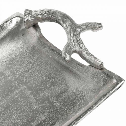 Artikel Decoratief dienblad hertengewei zilver aluminium rechthoekig 33x18x4cm