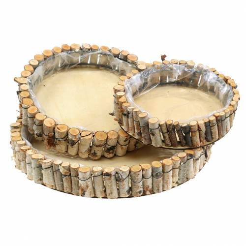 Artikel Ronde bak voor het planten van naturel berken Ø23/31/41cm set van 3