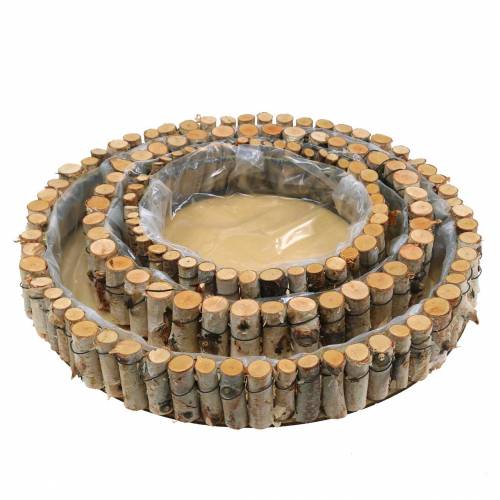 Artikel Ronde bak voor het planten van naturel berken Ø23/31/41cm set van 3