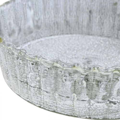 Floristik24 Biscuitvormig metalen bord, rond decoratief dienblad, tafeldecoratie gewassen wit Ø14cm H4cm