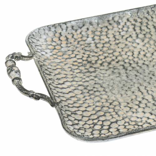 Floristik24 Decoratief dienblad met handvaten antiek zilver 45cm x 25cm