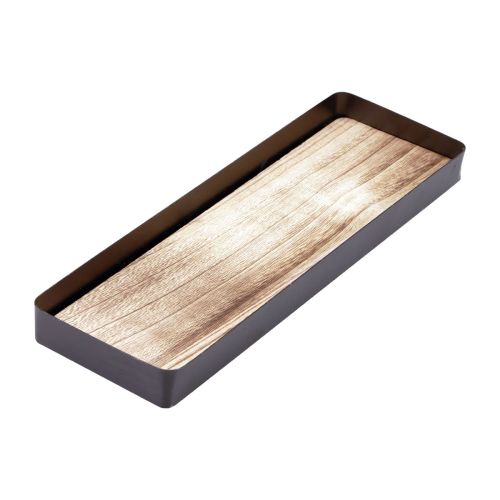 Floristik24 Decoratief dienblad metaal hout metalen dienblad houten voet 34,5×11×3cm