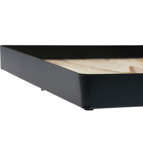 Floristik24 Decoratief dienblad metaal hout vierkant naturel zwart 25,5×25,5×4cm