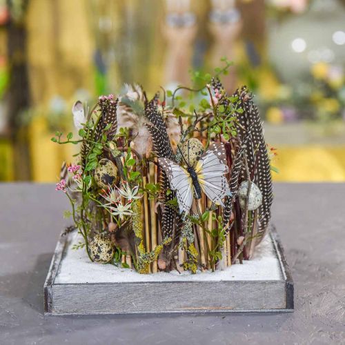 Artikel Dienblad houten vierkant grijs, witte tafeldecoratie Shabby Chic 24,5×24,5cm