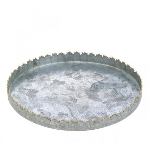 Artikel Decoratief dienblad metaal, tafeldecoratie, bord voor decoratie zilver/goud Ø18,5cm H2cm