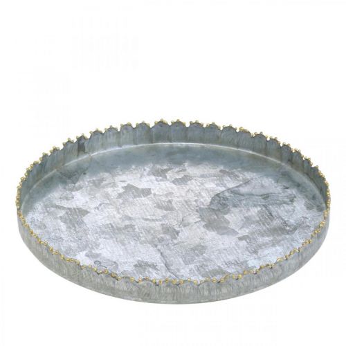 Floristik24 Decoratief dienblad metaal, tafeldecoratie, bord voor decoratie zilver/goud Ø18,5cm H2cm