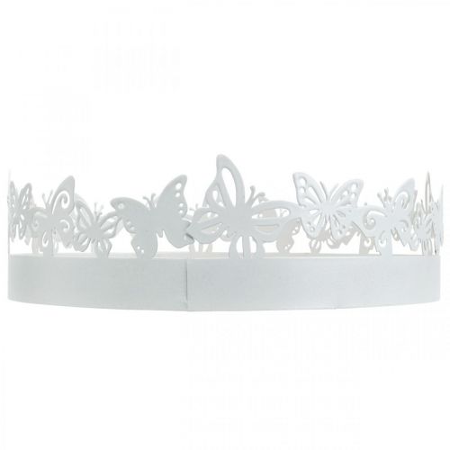 Artikel Lentebakje, vlinderdecoratie, tafeldecoratie, metalen decoratie voor planten wit Ø20cm H6,5cm