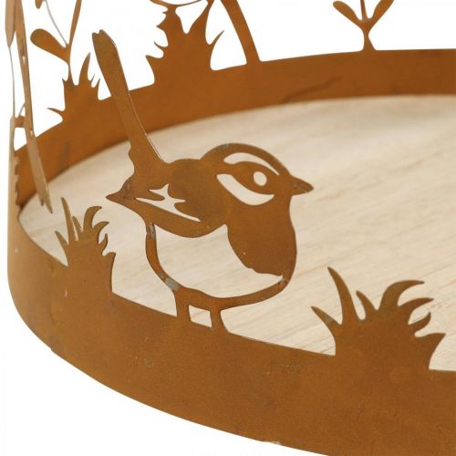 Artikel Decoratief dienblad, tafeldecoraties met vogels, lentedecoratie patina Ø20cm H8.5cm