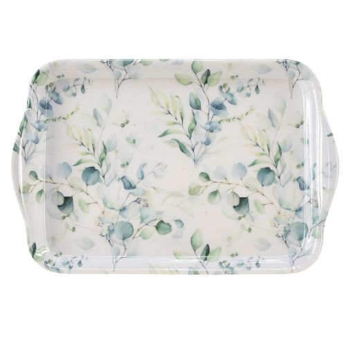 Artikel Dienblad witte eucalyptus tafeldecoratie melamine 21x13x1,5cm