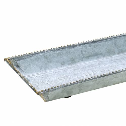 Floristik24 Decoratief dienblad wit gewassen zink 40cm × 15cm