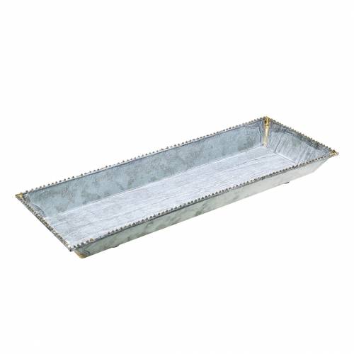 Floristik24 Kerstschaal white wash zink 60×15cm