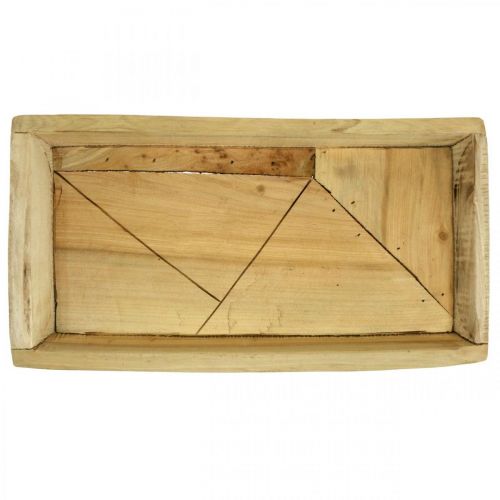 Artikel Paulowniahouten dienblad, plantenbak met geometrisch patroon L45cm H4.5cm