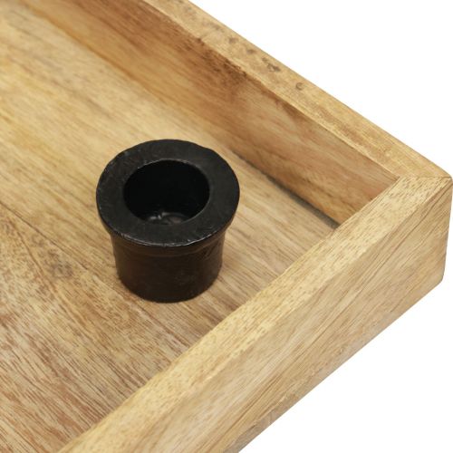 Artikel Kaarsenbakje houten dienblad natuurlijke stokkaarshouder 24,5cm