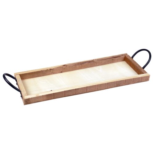 Artikel Houten dienblad met handgrepen, decoratief dienblad, langwerpig, naturel, 50×19×3cm