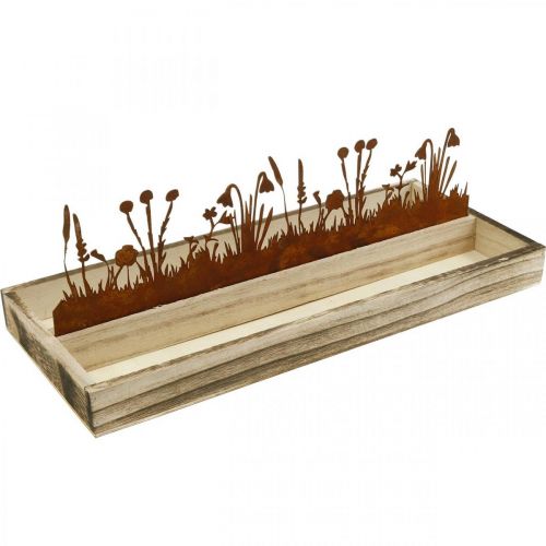 Floristik24 Houten dienblad lenteweide, paasdecoratie, decoratief dienblad edel roest 35 × 15cm