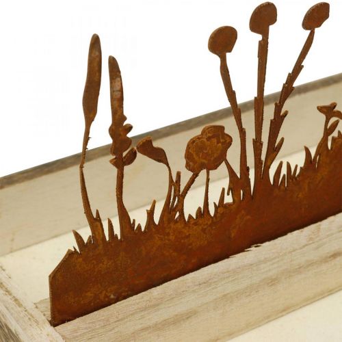 Floristik24 Houten dienblad lenteweide, paasdecoratie, decoratief dienblad edel roest 35 × 15cm