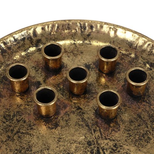 Floristik24 Kaarsenbord metaal vintage gouden stokkaarshouder Ø30cm