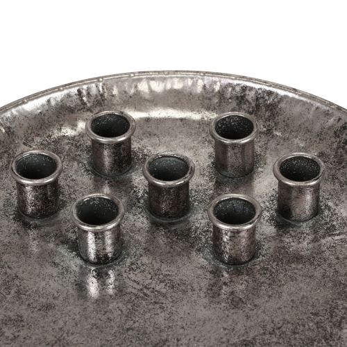 Floristik24 Kaarsenbord metaal vintage zilveren stokkaarshouder Ø30cm