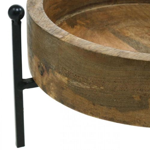 Floristik24 Rond houten dienblad, schaal met pootjes, houten decoratie voor planten naturel, zwart Ø19,5cm H11cm
