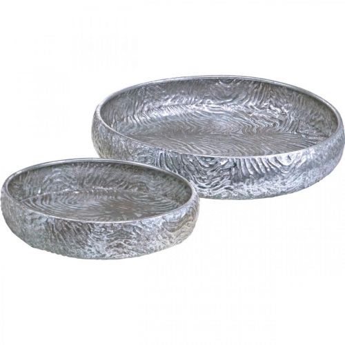Artikel Decoratieve kom zilver rond antieklook metaal Ø50/38cm set van 2