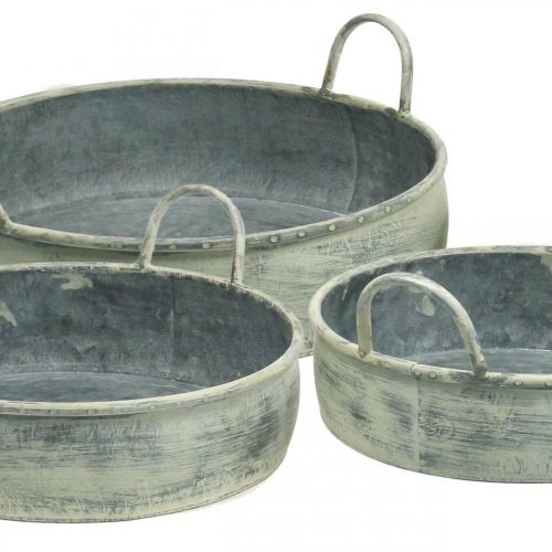 Floristik24 Sierschaal met handvatten vintage metaal Ø28/32.5/36cm set van 3