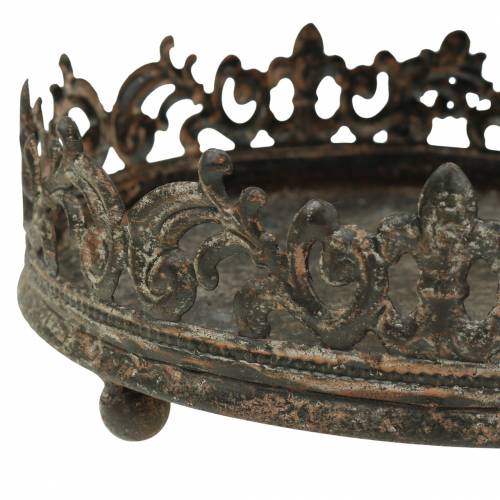 Floristik24 Antiek metalen dienblad Ø16 / 20 / 25cm 3st