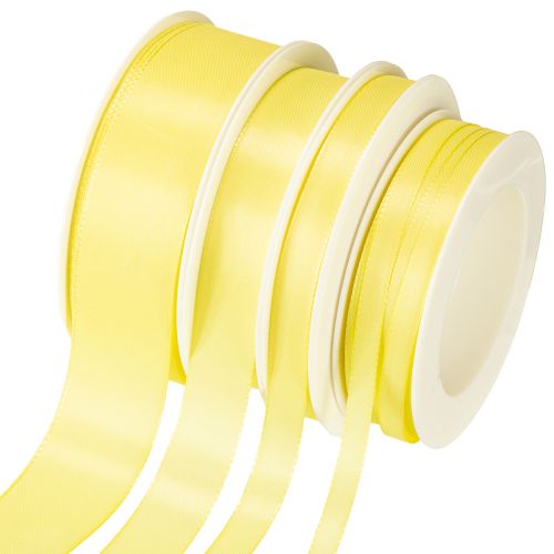 Floristik24 Taffeta lint cadeaulint lichtgeel diverse maten 50m