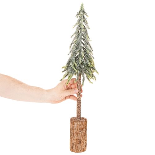 Kunstmatige kerstboom, met ijseffect, houten voet, winterdecoratie, 60 cm | Floristik24.nl