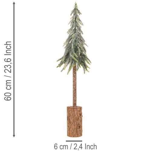Kunstmatige kerstboom, met ijseffect, houten voet, winterdecoratie, 60 cm | Floristik24.nl