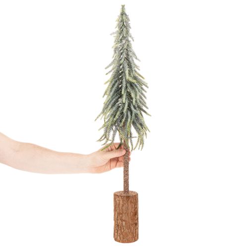 Kunstmatige kerstboom, met ijslaag, decoratieve boom op een houten voet voor winterdecoratie en kerst, 75 cm | Floristik24.nl