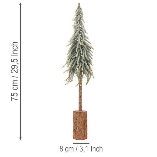 Kunstmatige kerstboom, met ijslaag, decoratieve boom op een houten voet voor winterdecoratie en kerst, 75 cm | Floristik24.nl