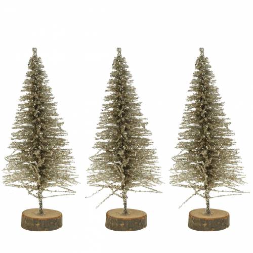 Floristik24 Decoratieve kerstboom champagne glitter 8cm 24 st
