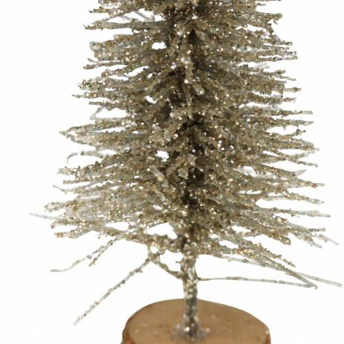 Floristik24 Decoratieve kerstboom champagne glitter 8cm 24 st