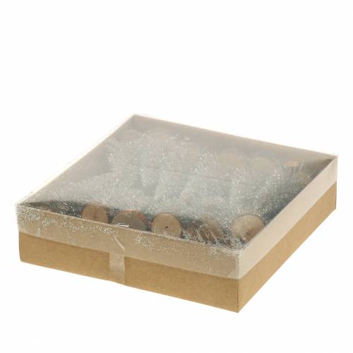 Floristik24 Decoratieve kerstboom champagne glitter 8cm 24 st