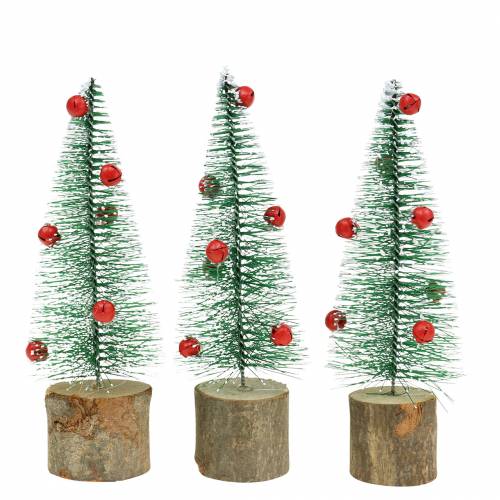 Kerstboom groen met sneeuw Ø5cm H15cm 6st