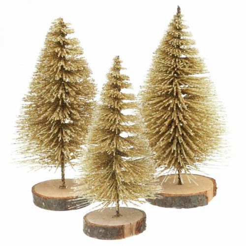 Floristik24 Mini dennenboom tafeldecoratie goud Kerstdecoratie H7cm 6st