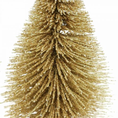 Artikel Mini dennenboom tafeldecoratie goud Kerstdecoratie H7cm 6st