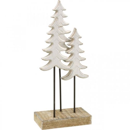 Floristik24 Kerstdecoratie dennenboom hout wit op voet H28cm