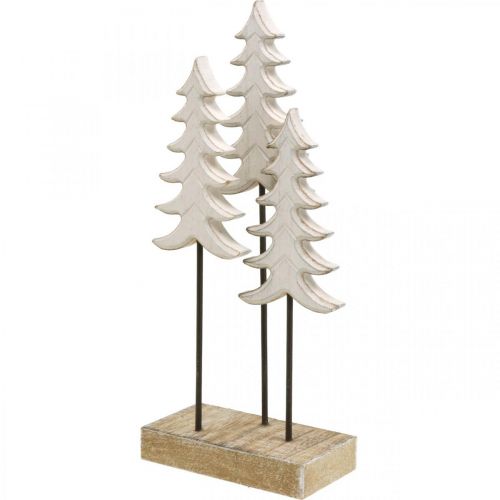 Floristik24 Kerstdecoratie dennenboom hout wit op voet H28cm
