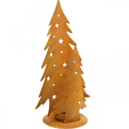 Lantaarn kerstbomen, metalen decoratie in patina, Kerstmis H46cm B25.5cm