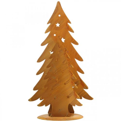 Artikel Lantaarn kerstbomen, metalen decoratie in patina, Kerstmis H46cm B25.5cm