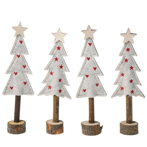 Artikel Kerstboomversiering vilt ster hart beige rood H21cm 4 stuks