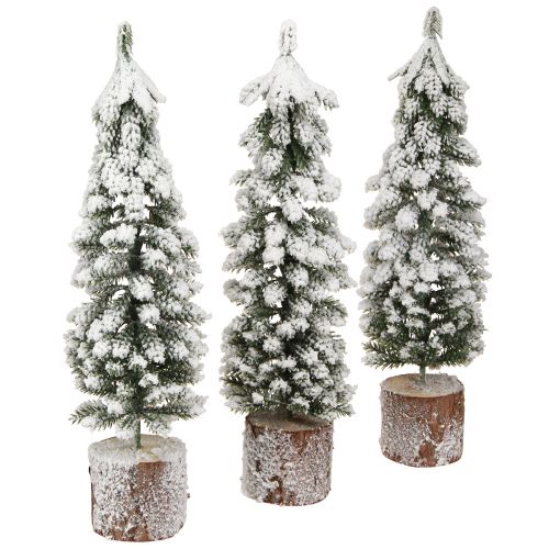 Floristik24 Kerstboomdecoratie met sneeuw groen wit Ø6cm H30cm 3st