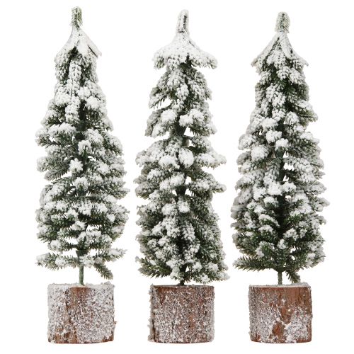 Floristik24 Kerstboomdecoratie met sneeuw groen wit Ø6cm H30cm 3st
