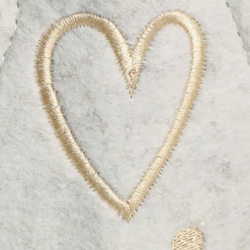 Artikel Kerstboomvilt decoratie met hart crème beige H35cm 2 st
