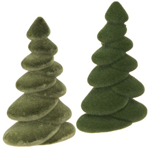 Kerstboom tafeldecoratie gevlokte dennen groen 16,5cm 4 stuks